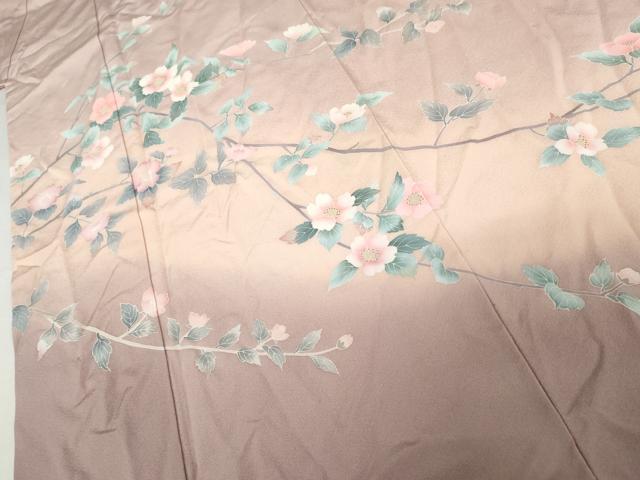 平和屋着物●訪問着　友禅　枝花文　暈し染め　正絹　逸品　AABJ6682cs