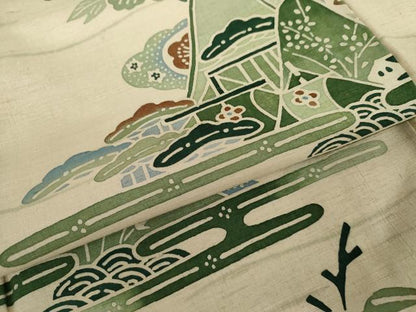 平和屋着物●訪問着　紬地　重ね山松竹梅文　正絹　逸品　AABJ6685cs