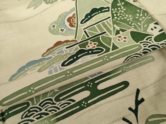 平和屋着物●訪問着　紬地　重ね山松竹梅文　正絹　逸品　AABJ6685cs