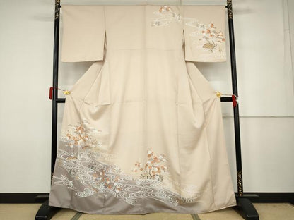 平和屋着物●訪問着　友禅　松竹梅流水文　暈し染め　正絹　逸品　AABJ6686cs