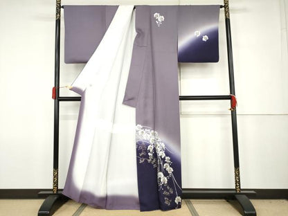 平和屋着物●訪問着　作家物　螺鈿　胡蝶蘭　暈し染め　金銀彩　正絹　逸品　AABJ6693cs
