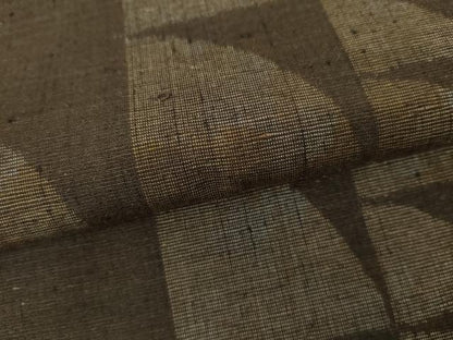 平和屋着物●上質な紬　ちぢみ織　幾何学間道　正絹　逸品　未使用　AABJ6694cs