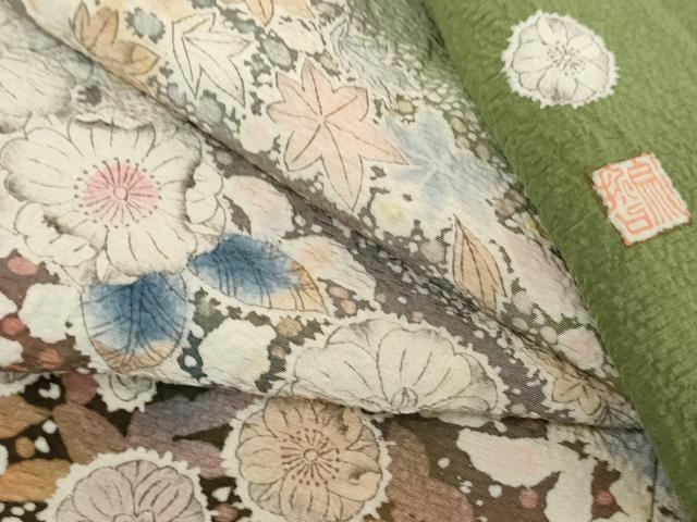 平和屋着物●訪問着　作家物　辻が花　絞り　暈し染め　正絹　逸品　AABJ6697cs