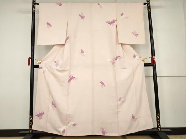 平和屋着物●上質な小紋　地紋起こし　草花文　正絹　逸品　AABJ6698cs