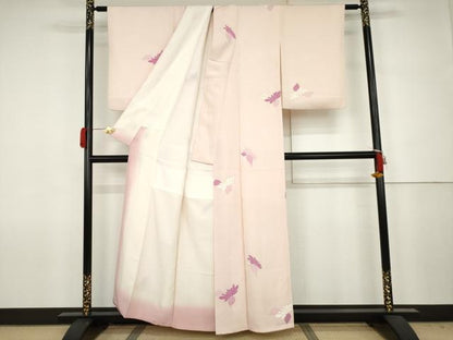 平和屋着物●上質な小紋　地紋起こし　草花文　正絹　逸品　AABJ6698cs