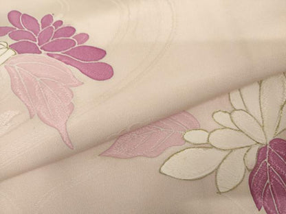 平和屋着物●上質な小紋　地紋起こし　草花文　正絹　逸品　AABJ6698cs