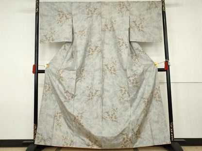 平和屋着物●本場大島紬　白大島　総絣　草花文　正絹　逸品　AABJ6700cs