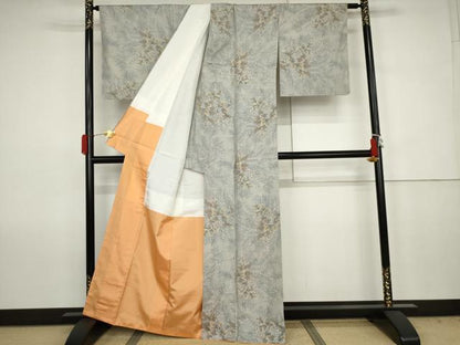 平和屋着物●本場大島紬　白大島　総絣　草花文　正絹　逸品　AABJ6700cs