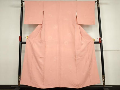 平和屋着物●上質な色無地　鏡裏花地紋　正絹　逸品　AABJ6702cs