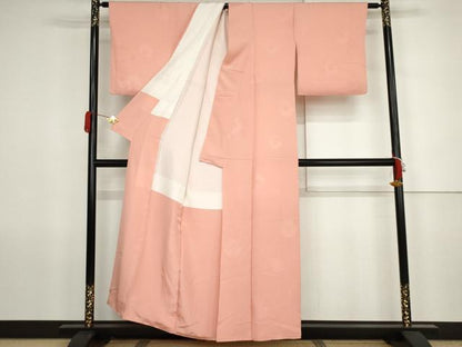 平和屋着物●上質な色無地　鏡裏花地紋　正絹　逸品　AABJ6702cs
