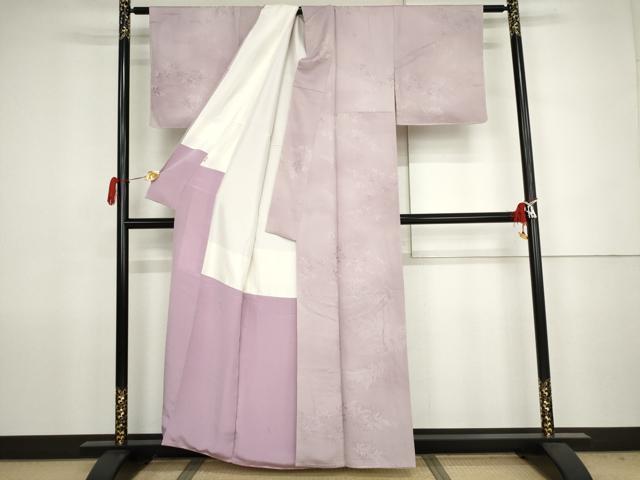 平和屋着物●上質な小紋　地紋起こし　枝葉地紋　暈し染め　正絹　逸品　AABJ6703cs