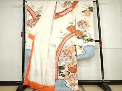 平和屋着物●豪華振袖　絞り　雲取り吉祥舞梅文　金彩　正絹　逸品　AABJ6705cs