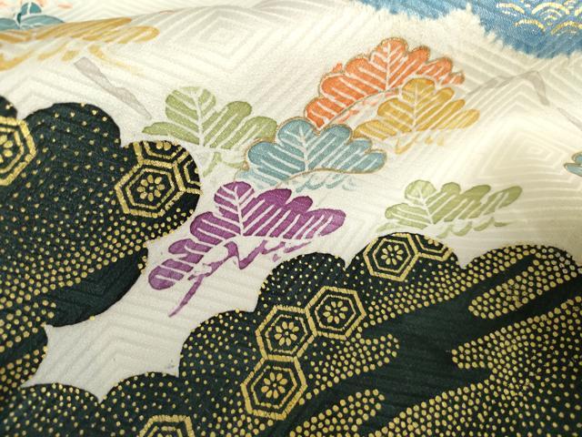 平和屋着物●豪華振袖　絞り　雲取り吉祥舞梅文　金彩　正絹　逸品　AABJ6705cs