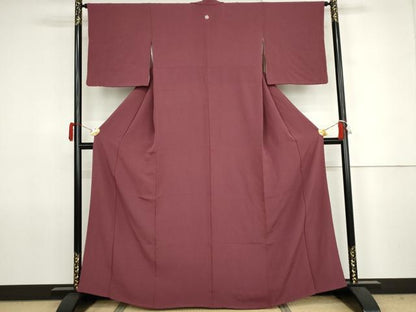 平和屋着物●上質な色無地　紋意匠　梅紫色　正絹　逸品　AABJ6707cs