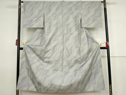 平和屋着物●本場大島紬　白大島　カタス9マルキ　霞文　正絹　逸品　AABJ6711cs