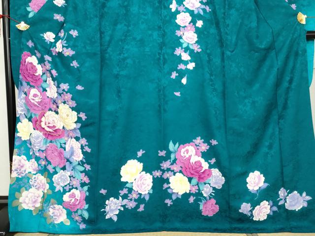 平和屋着物●豪華振袖　刺繍　草花文　薔薇　バラ　暈し染め　金銀彩　金糸　正絹　逸品　AABJ6712cs
