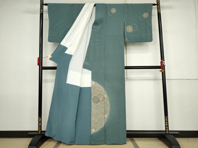 平和屋着物●訪問着　雪輪重ね文　暈し染め　金彩　鬼しぼ縮緬　正絹　逸品　AABJ6713cs