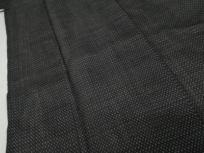 平和屋着物＊夏物　男性　上布　十字絣　黒地　麻　逸品　AABJ6717cs