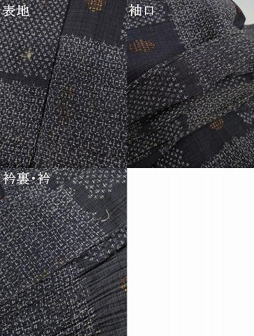 平和屋着物＊夏物　小紋　紗　変わり格子　AABJ6719cs