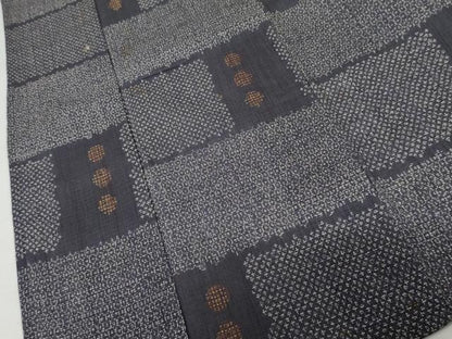 平和屋着物＊夏物　小紋　紗　変わり格子　AABJ6719cs