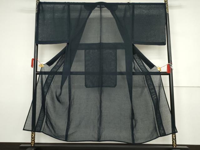 平和屋着物＊夏物　男性　紗紬　色無地　紺青色　キングサイズ　正絹　逸品　未使用　AABJ6720cs