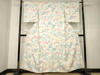 平和屋着物●上質な小紋　地紋起こし　梅　正絹　逸品　AABJ6721ck