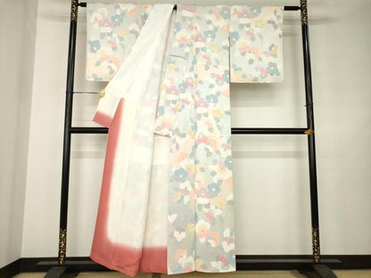 平和屋着物●上質な小紋　地紋起こし　梅　正絹　逸品　AABJ6721ck