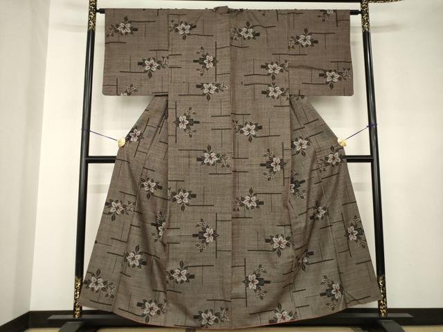 平和屋着物●本場大島紬　一元7マルキ　草花文　正絹　逸品　AABJ6722ck