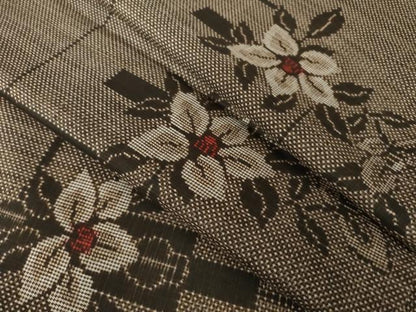 平和屋着物●本場大島紬　一元7マルキ　草花文　正絹　逸品　AABJ6722ck