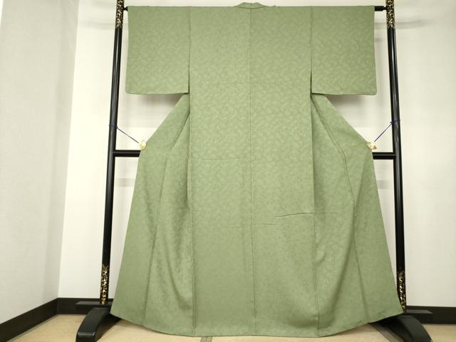 平和屋着物●上質な色無地　海松色　正絹　逸品　AABJ6724ck