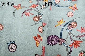 平和屋着物●上質な小紋　紅型　花蝶文　鬼しぼ縮緬　正絹　逸品　AABJ6730ck