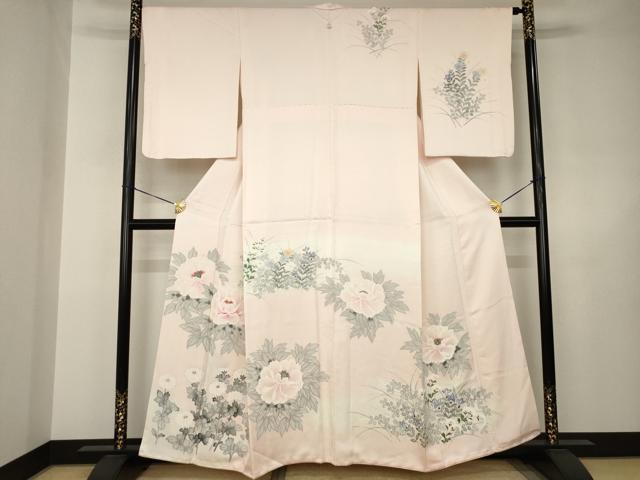 平和屋着物●訪問着　手描き　草花文　暈し染め　正絹　逸品　AABJ6731ck