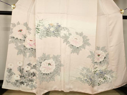 平和屋着物●訪問着　手描き　草花文　暈し染め　正絹　逸品　AABJ6731ck