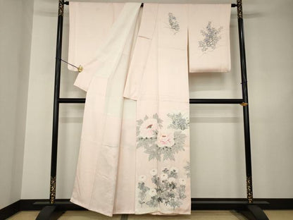 平和屋着物●訪問着　手描き　草花文　暈し染め　正絹　逸品　AABJ6731ck