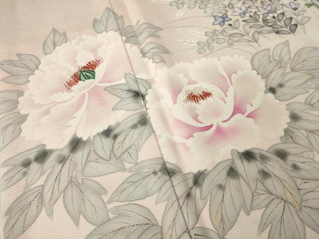 平和屋着物●訪問着　手描き　草花文　暈し染め　正絹　逸品　AABJ6731ck