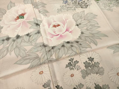 平和屋着物●訪問着　手描き　草花文　暈し染め　正絹　逸品　AABJ6731ck