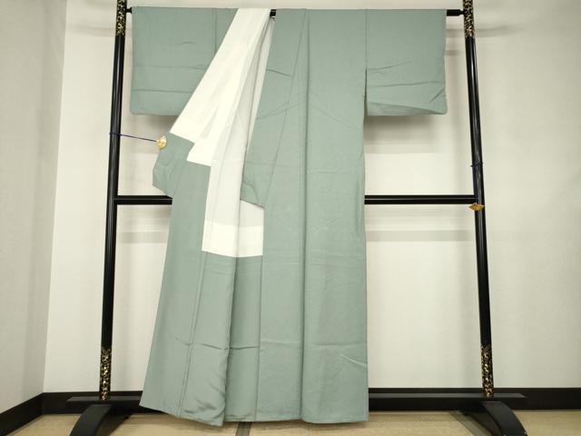 平和屋着物●上質な色無地　柳煤竹色　正絹　逸品　AABJ6732ck