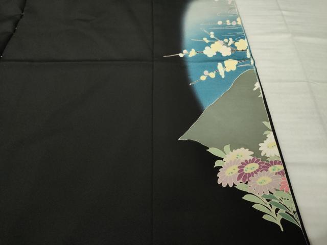 平和屋着物●豪華黒留袖　友禅　作家物　鴛鴦花文　仮絵羽　正絹　逸品　未使用　AABJ6734ck
