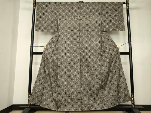 平和屋着物●本場大島紬　龍郷絣　花菱文　正絹　逸品　未使用　AABJ6735ck