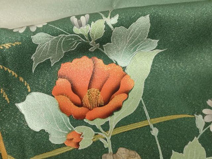 平和屋着物●訪問着　作家物　花蝶文　金通し地　正絹　逸品　AABJ6736ck