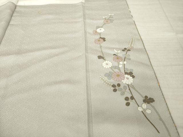 平和屋着物●訪問着　扇面飛鶴花文　暈し染め　金彩　正絹　逸品　AABJ6737ck