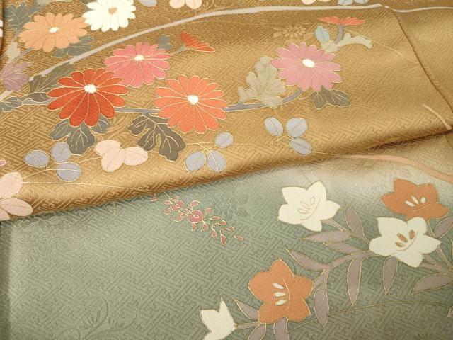 平和屋着物●訪問着　草花文　暈し染め　金彩　正絹　逸品　AABJ6738ck