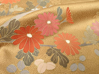 平和屋着物●訪問着　草花文　暈し染め　金彩　正絹　逸品　AABJ6738ck