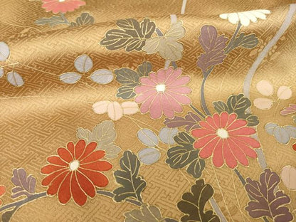 平和屋着物●訪問着　草花文　暈し染め　金彩　正絹　逸品　AABJ6738ck