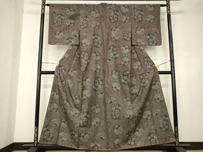平和屋着物▼本場大島紬　一元7マルキ　花丸文　正絹　逸品　AABJ6739ck