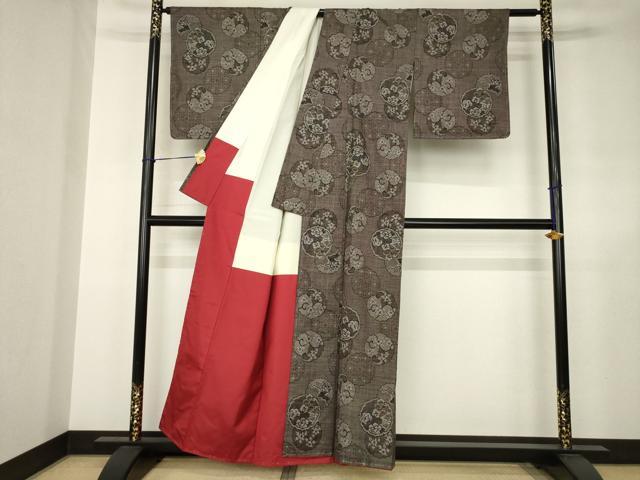 平和屋着物▼本場大島紬　一元7マルキ　花丸文　正絹　逸品　AABJ6739ck