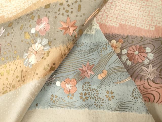 平和屋着物●訪問着　絞り　刺繍　遠山重ね花文　正絹　逸品　AABJ6742ck