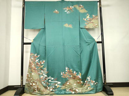 平和屋着物●訪問着　飛鶴流水文　金彩　正絹　逸品　AABJ6743ck