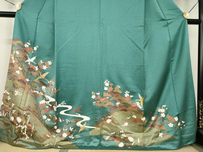 平和屋着物●訪問着　飛鶴流水文　金彩　正絹　逸品　AABJ6743ck