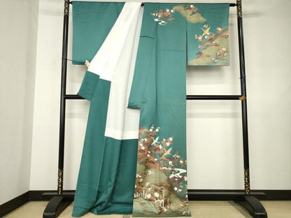 平和屋着物●訪問着　飛鶴流水文　金彩　正絹　逸品　AABJ6743ck